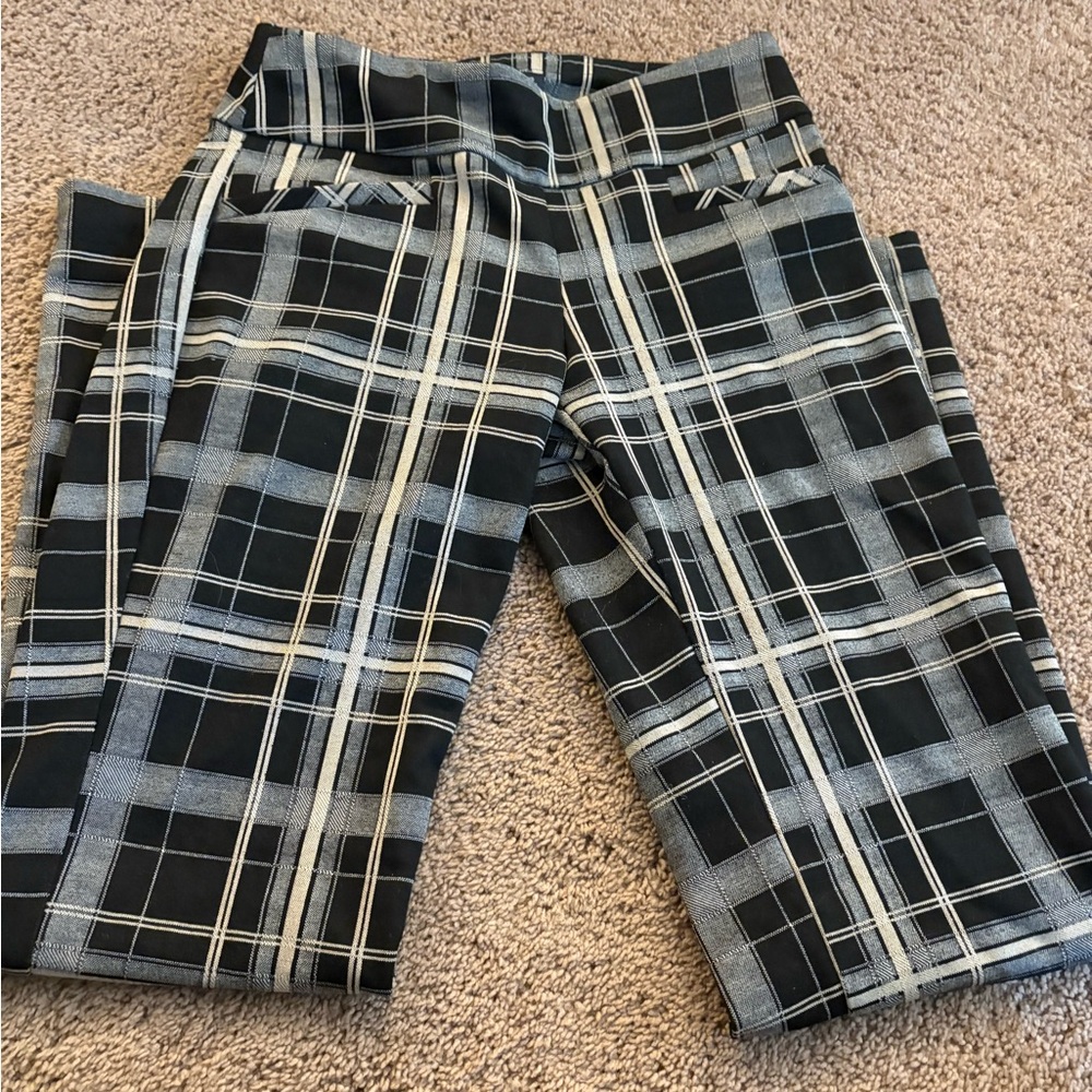 Casual Black and Gray Pants with Checkered Pattern